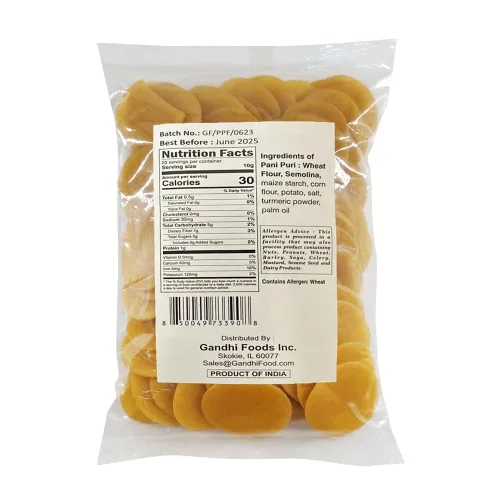 Vista 2 de Monedas TAJ Pani Puri Flat Puri Sin cocer Apto para microondas 7 oz (200 g)