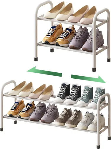 Vista 12 de kiplant Zapatero de 2 niveles para armario, organizador de zapatos de metal expandible, organizador de almacenamiento ajustable para zapatos