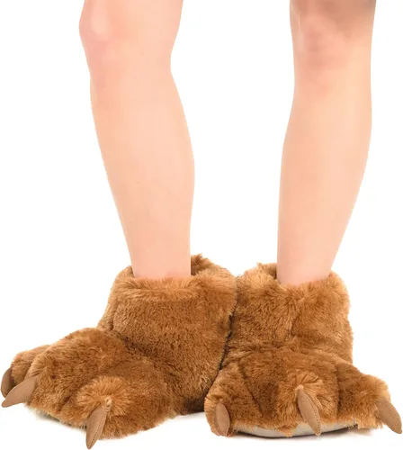 Vista 2 de Lazy One - Pantuflas con diseño de garra de animal para niños y adultos, disfraz divertido para niños, cálidas pantuflas peludas