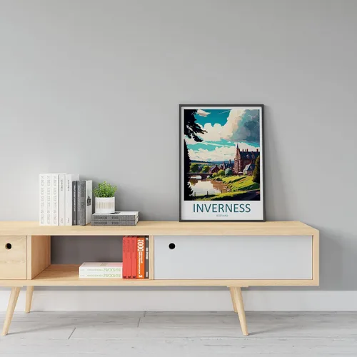 Vista 4 de Inverness Travel Print - Arte de pared para colgar en la pared de Inverness, decoración del hogar, amantes del arte de Escocia, amante del arte