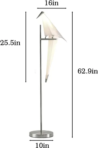 Vista 3 de Lámpara de pie LED moderna de 62 pulgadas con forma de pájaro para sala de estar, lámpara de pie plateada moderna con luz de piso de pájaro