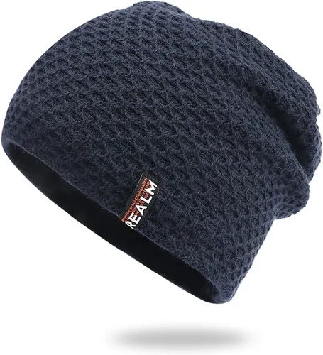 Vista 2 de Sombrero para hombres y mujeres, suave y cálido, gorro térmico de invierno para clima frío, gorra de esquí gruesa y holgada de punto de nieve