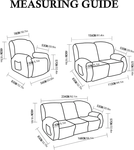 Vista 7 de vctops Fundas para sofá reclinable de 3 cuerpos, elásticas, de punto, suaves, lisas, antideslizantes, para sofá, protector de muebles con parte Café