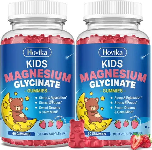 Vista 11 de Gomitas de magnesio para niños, con L-teanina, omega-3, vitamina B6, D3, zinc, gomitas de glicinato de magnesio para niños, para dormir, relajación