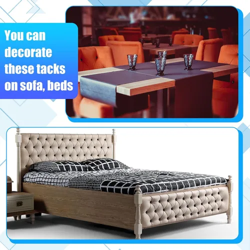 Vista 6 de Outus 200 tachuelas de tapicería negras de 7/16 pulgadas, tachuelas decorativas para muebles, pasadores de pulgar, clavos de tapicería con caja