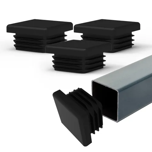 Vista 14 de Prescott Plastics Tapones de agujero de plástico acanalado de perímetro exterior de 1/2 pulgada (0.500 in), tapas cuadradas de tubo de metal negro