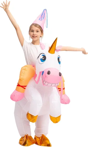 Vista 3 de Spooktacular Creations Disfraz inflable para niños, disfraz de unicornio iluminado para Halloween
