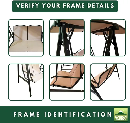 Vista 6 de Garden Winds Durable 350 Reemplazo Canopy Top Compatible con Dos Personas Sling Swing Modelo SW-RK939 - Beige