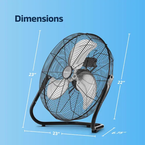 Vista 6 de NEXAIR Ventilador de piso industrial de 20 pulgadas, ventilador de metal de alta velocidad de 3 velocidades, flujo de aire potente de 1800 CFM