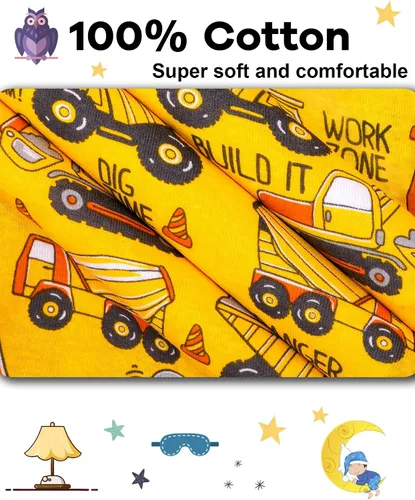Vista 5 de DAUGHTER QUEEN Pijama para niños de 4 piezas, 100% algodón, talla 18 meses a 12 años