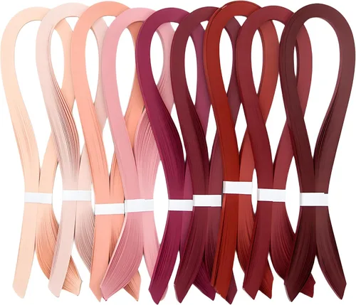 Vista 2 de Pestal - Tiras de papel de filigrana en tono rosa de 0.197 in para manualidades, tiras de papel de origami de un solo color, tiras de filigrana