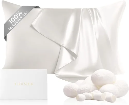Vista 13 de THXSILK Funda de almohada 100% seda de morera para la salud del cabello y la piel, funda de almohada suave y lisa de 22 momme con cremallera oculta