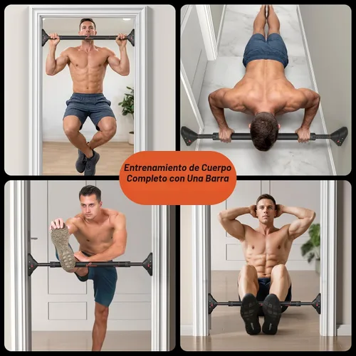 Vista 10 de Sportneer Pull Up Bar Doorway Chin Up Bar No Screws Door Frame Chin Up Push Up Sit Up Bar Adjustable 75-94cm (29.5''-37'') Up to 200kg Capacity