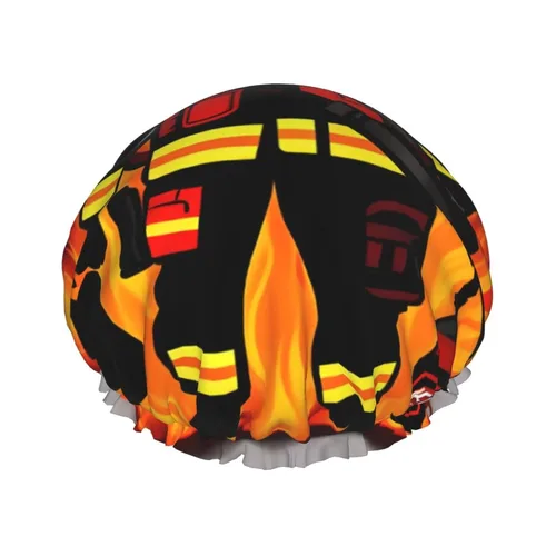 Vista 27 de Gorro de ducha reutilizable con estampado de mansiones embrujadas negras para mujer, doble capa impermeable, gorro de baño de secado rápido