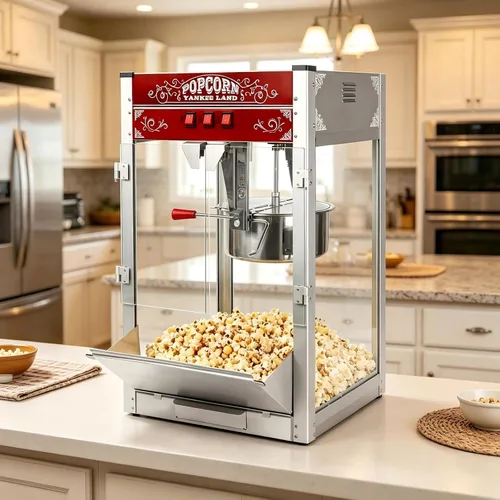 Vista 10 de Máquina comercial de palomitas de maíz con hervidor de 20 onzas, máquina de palomitas de maíz para encimera estilo teatro, acero inoxidable, control