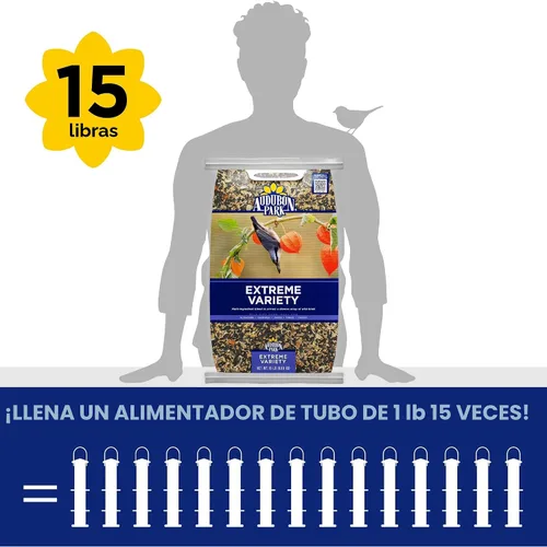 Vista 5 de Audubon Park Extreme Variety - Semillas de aves silvestres para comederos exteriores, bolsa de 15 libras Mezcla prémium con semillas de girasol