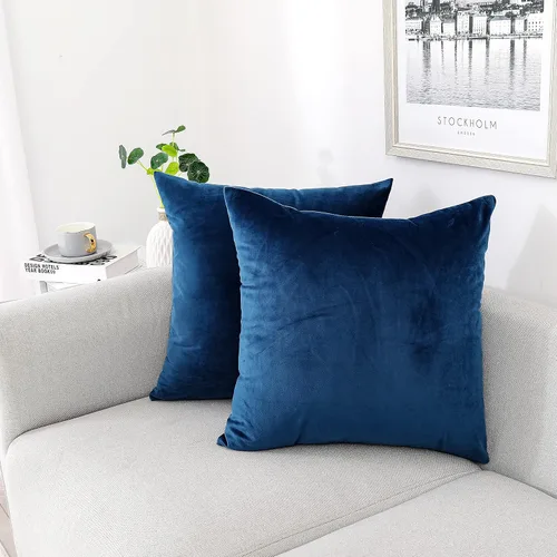 Vista 37 de NiNi ALL - Fundas de almohada decorativas de terciopelo 30x30 cm, paquete de 2 unidades, color azul bebé, suaves para sofá, dormitorio, sala