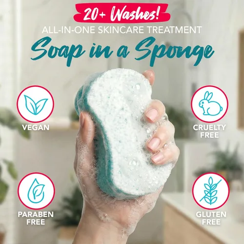Vista 3 de Spongeables Gel de baño en una esponja de lavado de más de 20, sal marina, 1 unidad