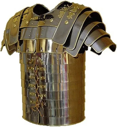Vista 2 de Medievals - Armadura de placa de pecho de Lorica Segmentata romana recortada de latón