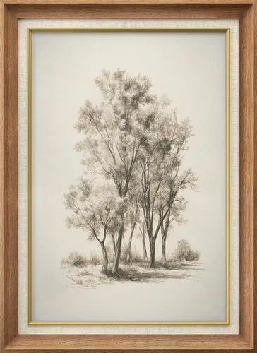 Vista 41 de SIGNWIN Arte de marco de alta calidad, elegante, vintage, ilustraciones de dibujo de árbol, arte fino, arte tradicional icónico para sala de estar