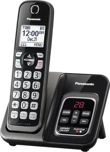 Vista 2 de Panasonic Expandable teléfono inalámbrico con Call bloque y contestadora, Metallic Black