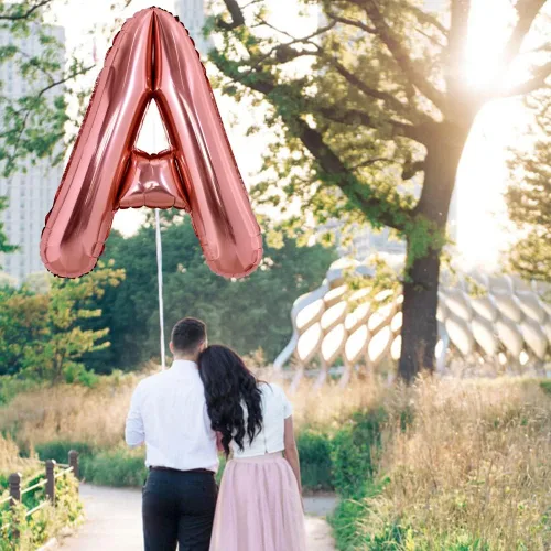 Vista 4 de TONIFUL Globos grandes de 40 pulgadas de oro rosa con la letra A, globos gigantes del alfabeto, globos grandes de Mylar para decoración de fiestas