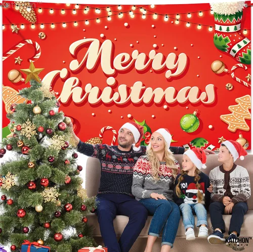 Vista 5 de Cartel grande de Feliz Navidad, 72 x 44 pulgadas, decoraciones de fiesta de Navidad, pancarta de fiesta de Navidad, decoraciones de Navidad