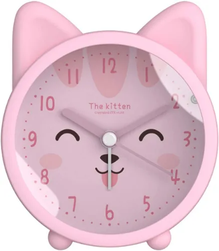 Vista 14 de Reloj despertador de silicona silencioso sin tictac para niños, con diseño de animal, para viajes, con luz nocturna (A- conejo blanco)