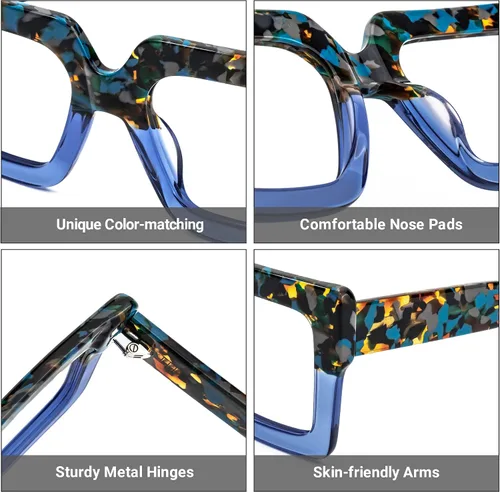 Vista 2 de Zeelool Elegantes gafas cuadradas de gran tamaño con bloqueo de luz azul para mujer, 100% protección UV400, Brandon VFP0306