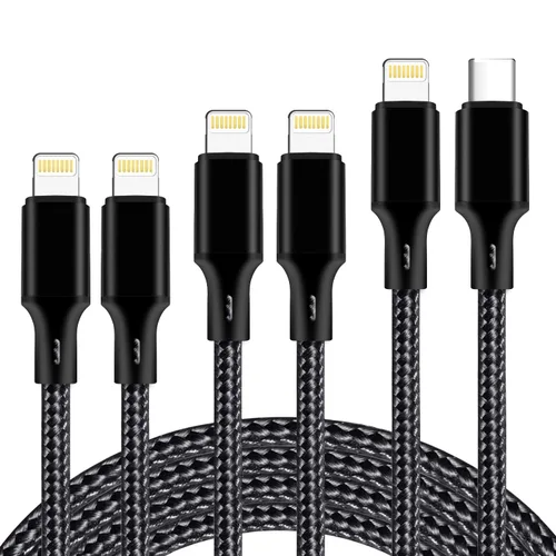 Vista 11 de Cable USB a Lightning, paquete de 5 cables de carga rápida para iPhone Negro