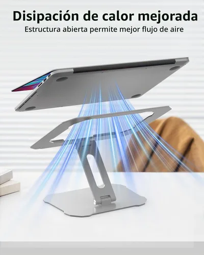 Vista 8 de Soporte para laptop para escritorio, soporte ergonómico ajustable para laptop, soporte plegable para computadora portátil compatible con MacBook
