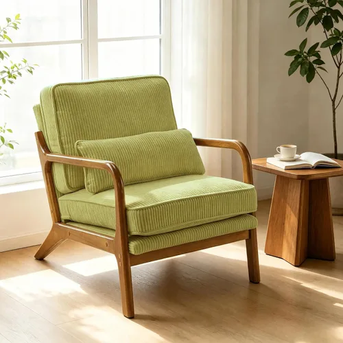 Vista 9 de Karl home Silla de lectura Mid-Century Modern Accent color beige Lino Beige