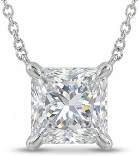 Vista 15 de La Joya 1/2-2 CT Lab Grown Diamond Necklace 14K White Gold Multi Shape Oro blanco