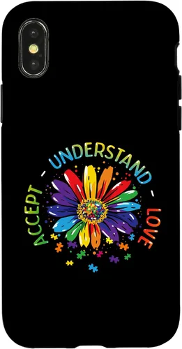 Vista 5 de Funda para iPhone 11 con diseño de flores ASD y arcoíris para concienciación sobre el autismo