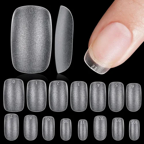 Vista 20 de TOMICCA Puntas de uñas extra cortas en forma de ataúd, 240 piezas de uñas postizas acrílicas de cobertura completa para manicura con extensión, 15