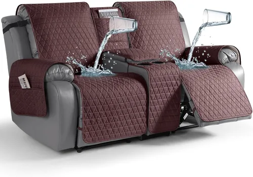 Vista 22 de TAOCOCO - Funda reclinable para sofá de 2 plazas con consola 100% impermeable, funda reclinable lavable antideslizante para 2 asientos, protector