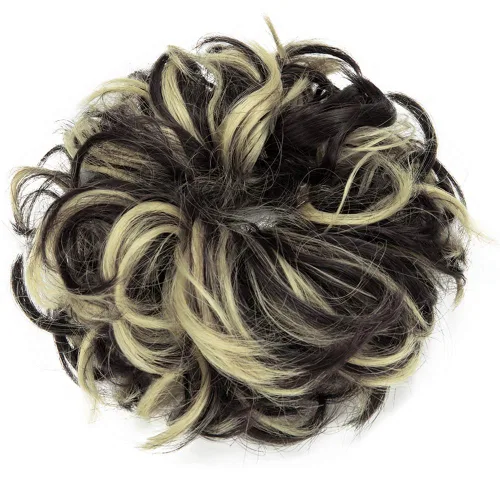 Vista 5 de Lelinta - Extensiones de pelo ondulado y rizado, peluca en una liga de cabello en forma de rodete y moño