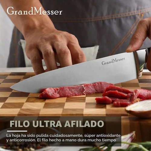Vista 5 de Cuchillo de chef (8 pulgadas, acero japonés, AUS-8)