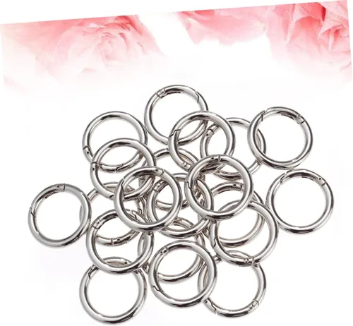 Vista 5 de TEHAUX 20 piezas Llavero Accesorios Mosquetón Acero Inoxidable Anillos de Salto de Acero Inoxidable Clip Mosquetón Redondo Metal O Anillo Anillo