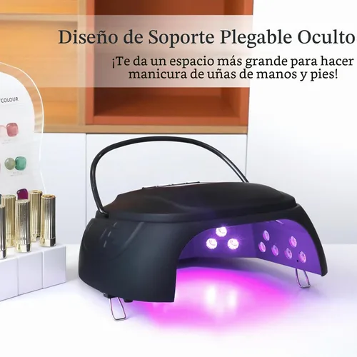 Vista 3 de Lámpara de uñas LED UV recargable de 126 W, secador de uñas inalámbrico portátil con sensor automático y 4 ajustes de temporizador, lámpara de Negro