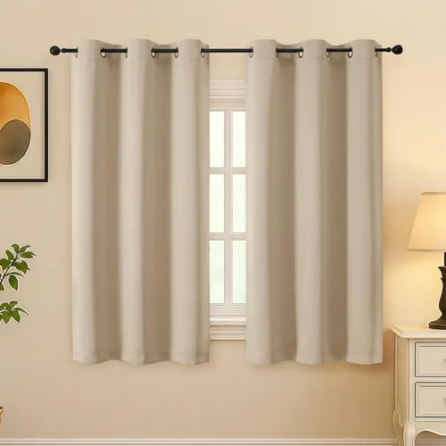 Vista 233 de Simplebrand Juego de 2 paneles de cenefa aguamarina para ventana de cocina de 14 pulgadas de largo, cortinas de oscurecimiento de habitación