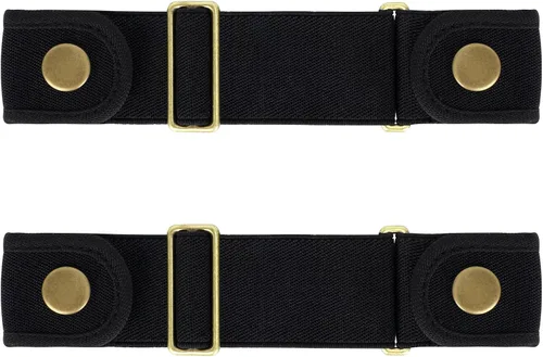 Vista 14 de Paquete de 2 cinturones sin hebilla para hombres y mujeres, cinturón lateral elástico ajustable invisible que se adapta a bucles de 1.5 pulgadas