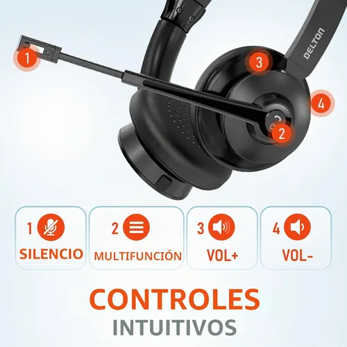 Vista 2 de Delton Auriculares de computadora Bluetooth 30X con micrófono