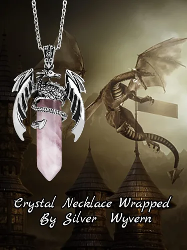 Vista 29 de Collar de dragón – Colgante hexagonal de plata envuelto en cristal con cristal natural – Joyería genial para hombres y mujeres