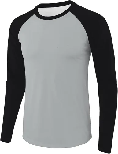 Vista 21 de Camiseta de béisbol para hombre, manga larga, cuello redondo, algodón, raglán, casual, dinámica