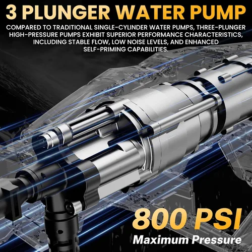 Vista 3 de Lavadora a presión inalámbrica para batería Dewalt 20V, lavadora de energía portátil de mano de 800 PSI con motor sin escobillas, boquilla 6 en 1, 3