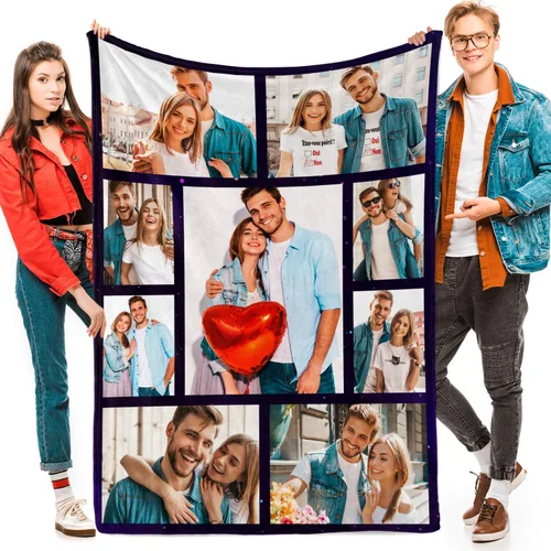 Vista 8 de Manta personalizada con fotos, texto, fotos personalizadas, regalos del día de San Valentín para mamá, papá, pareja, esposa, marido, novia, novio