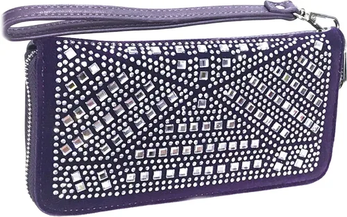 Vista 5 de Gem Sparkle - Cartera a juego con diamantes de imitación para bolso brillante, Púrpura