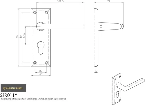 Vista 2 de Carlisle Brass SZR011YSN - Manija de puerta, níquel satinado