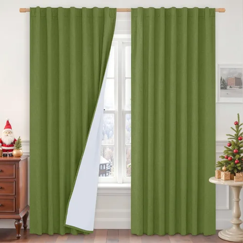 Vista 128 de LAMIT Cortinas opacas cortas de lino de 30 pulgadas para ventanas de cocina sobre el fregadero, cortinas de café texturizadas de lino marfil